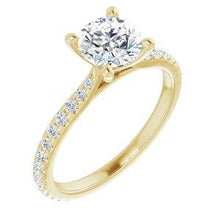 Load image into Gallery viewer, 6.5 mm Round Forever One™ Moissanite & 3/8 CTW Diamond Engagement Ring