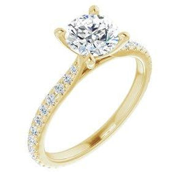 6.5 mm Round Forever One™ Moissanite & 3/8 CTW Diamond Engagement Ring