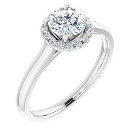 6.5 mm Round Forever one™ Moissanite & 1/8 CTW Diamond Engagement Ring