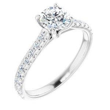 Load image into Gallery viewer, 6.5 mm Round Forever One™ Moissanite & 3/8 CTW Diamond Engagement Ring