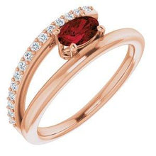 Load image into Gallery viewer, Chatham® Lab-Created Ruby & 1/8 CTW Diamond Ring
