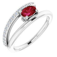 Load image into Gallery viewer, Chatham® Lab-Created Ruby & 1/8 CTW Diamond Ring