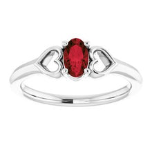 Load image into Gallery viewer, 5x3 mm Oval Garnet Youth Heart Ring