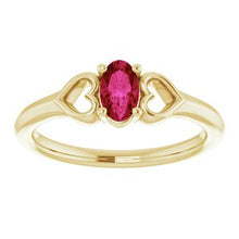 Load image into Gallery viewer, 5x3 mm Oval Garnet Youth Heart Ring