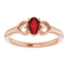 Load image into Gallery viewer, 5x3 mm Oval Garnet Youth Heart Ring