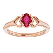Load image into Gallery viewer, 5x3 mm Oval Garnet Youth Heart Ring