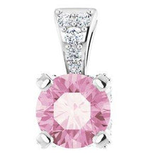 Load image into Gallery viewer, Baby Pink Topaz & 1/10 CTW Diamond Pendant