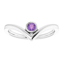 Load image into Gallery viewer, Chatham® Created Alexandrite Solitaire Bezel-Set "V" Ring