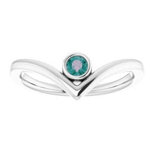 Load image into Gallery viewer, Chatham® Created Alexandrite Solitaire Bezel-Set "V" Ring