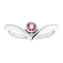 Load image into Gallery viewer, Chatham® Created Alexandrite Solitaire Bezel-Set "V" Ring