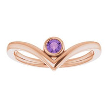 Load image into Gallery viewer, Chatham® Created Alexandrite Solitaire Bezel-Set "V" Ring