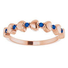 Load image into Gallery viewer, Blue Sapphire Stackable Heart Ring