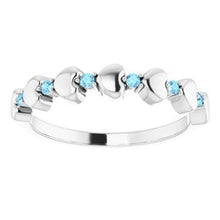 Load image into Gallery viewer, Blue Sapphire Stackable Heart Ring