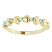 Load image into Gallery viewer, Blue Sapphire Stackable Heart Ring
