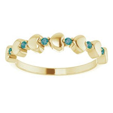Load image into Gallery viewer, Blue Sapphire Stackable Heart Ring