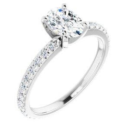 6.5 mm Round Forever One™ Moissanite & 3/8 CTW Diamond Engagement Ring