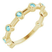 Load image into Gallery viewer, Aquamarine Bezel-Set Bar Ring