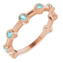 Load image into Gallery viewer, Aquamarine Bezel-Set Bar Ring