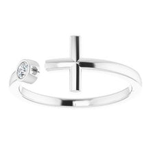 Load image into Gallery viewer, .06 CTW Diamond Negative Space Cross Ring