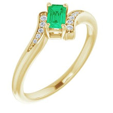Load image into Gallery viewer, Chatham® Created Emerald & .04 CTW Diamond Ring