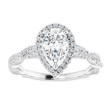 Load image into Gallery viewer, 8x5 mm Pear Forever One™ Moissanite & 1/4 CTW Diamond Engagement Ring