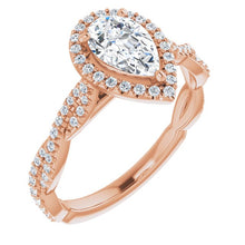 Load image into Gallery viewer, 8x5 mm Pear Forever One™ Moissanite & 1/4 CTW Diamond Engagement Ring