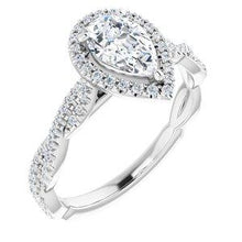 Load image into Gallery viewer, 8x5 mm Pear Forever One™ Moissanite & 1/4 CTW Diamond Engagement Ring