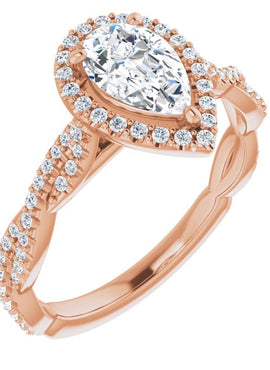 8x5 mm Pear Forever One™ Moissanite & 1/4 CTW Diamond Engagement Ring