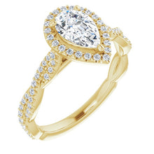 Load image into Gallery viewer, 8x5 mm Pear Forever One™ Moissanite & 1/4 CTW Diamond Engagement Ring