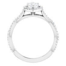 Load image into Gallery viewer, 8x5 mm Pear Forever One™ Moissanite & 1/4 CTW Diamond Engagement Ring