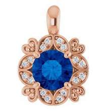 Load image into Gallery viewer, Blue Sapphire & .04 CTW Diamond Pendant