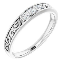 Load image into Gallery viewer, 3/4 CTW Diamond Three-Stone Scroll Ring