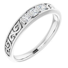Load image into Gallery viewer, 3/4 CTW Diamond Three-Stone Scroll Ring