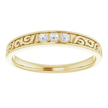 Load image into Gallery viewer, 3/4 CTW Diamond Three-Stone Scroll Ring