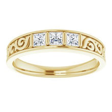 Load image into Gallery viewer, 3/4 CTW Diamond Three-Stone Scroll Ring