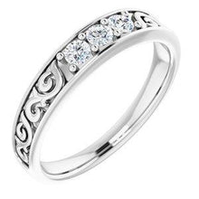 Load image into Gallery viewer, 3/4 CTW Diamond Three-Stone Scroll Ring