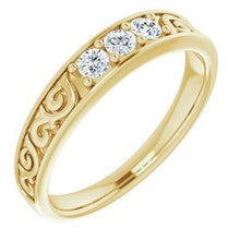 Load image into Gallery viewer, 3/4 CTW Diamond Three-Stone Scroll Ring