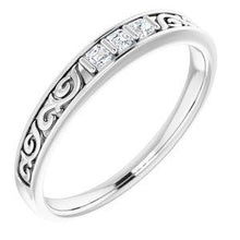 Load image into Gallery viewer, 3/4 CTW Diamond Three-Stone Scroll Ring