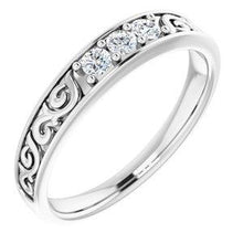Load image into Gallery viewer, 3/4 CTW Diamond Three-Stone Scroll Ring