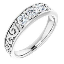 Load image into Gallery viewer, 3/4 CTW Diamond Three-Stone Scroll Ring