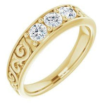 Load image into Gallery viewer, 3/4 CTW Diamond Three-Stone Scroll Ring