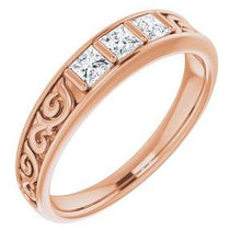Load image into Gallery viewer, 3/4 CTW Diamond Three-Stone Scroll Ring