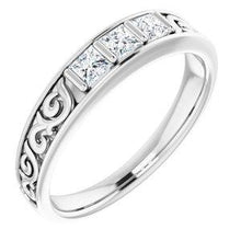 Load image into Gallery viewer, 3/4 CTW Diamond Three-Stone Scroll Ring