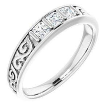 Load image into Gallery viewer, 3/4 CTW Diamond Three-Stone Scroll Ring