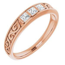 Load image into Gallery viewer, 3/4 CTW Diamond Three-Stone Scroll Ring