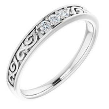 Load image into Gallery viewer, 3/4 CTW Diamond Three-Stone Scroll Ring