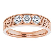 Load image into Gallery viewer, 3/4 CTW Diamond Three-Stone Scroll Ring