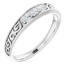 Load image into Gallery viewer, 3/4 CTW Diamond Three-Stone Scroll Ring
