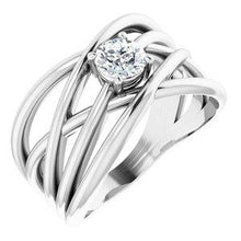 Load image into Gallery viewer, 3/8 CT Lab-Grown Pink Diamond Solitaire Criss-Cross Ring