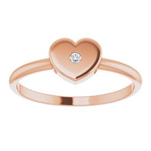 Load image into Gallery viewer, .01 CT Diamond Solitaire Heart Youth Ring